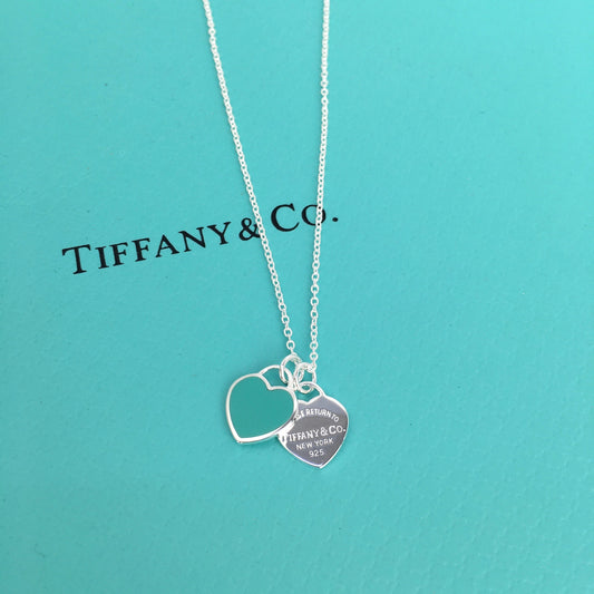 Set of Tiffany & Co. Return to Tiffany Small Blue Heart Stud Earrings Silver Necklace earrings