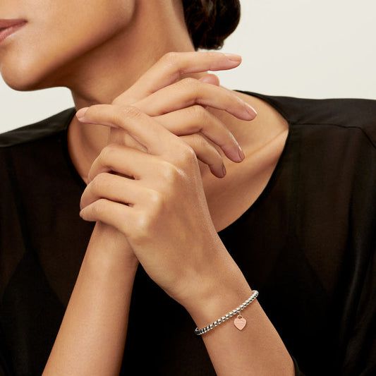 Return to Tiffany® Heart Tag Bead Bracelet in Sterling Silver and Rose Gold, 4 mm