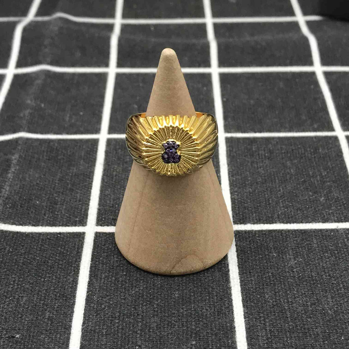 Silver vermeil Signet ring and bear with iolite Iris Motif