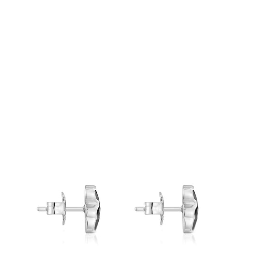 10 mm silver and onyx bear Earrings Icon Color |