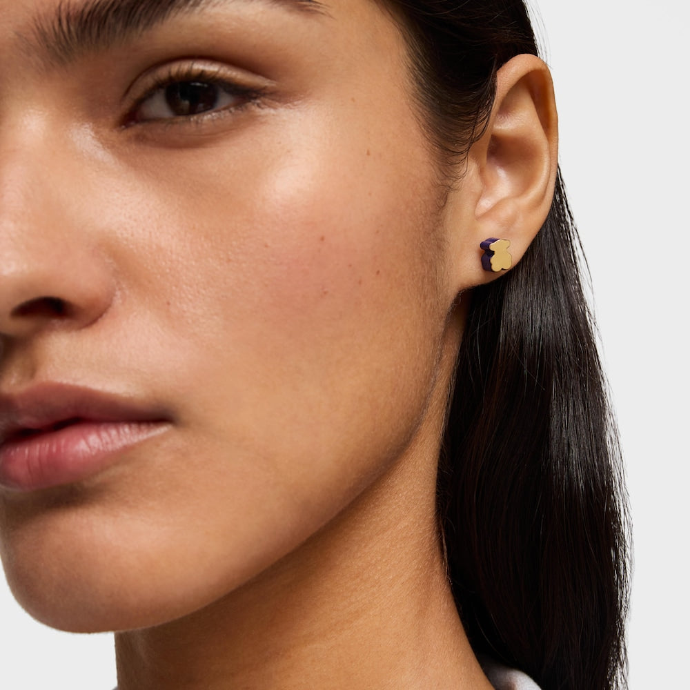Gold bear Earrings with lapis lazuli 1950 |