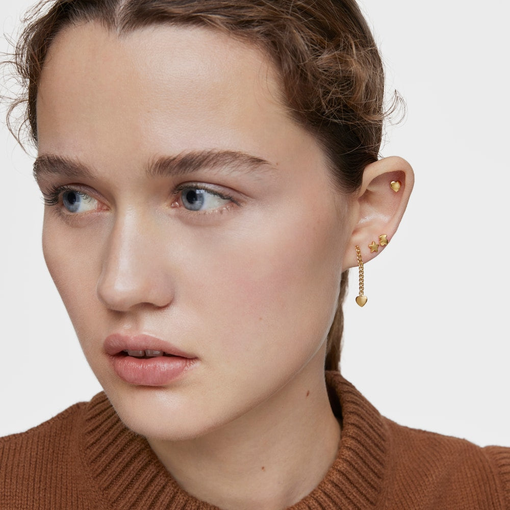 Pack of three 18kt gold plating over silver Earrings with motifs Bold Motif