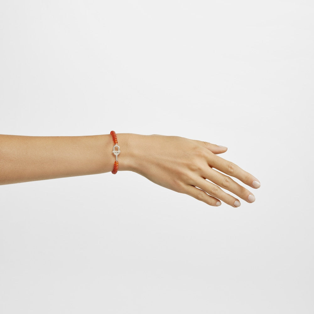 Pulsera de plata con calcedonia naranja tratada MANIFESTO