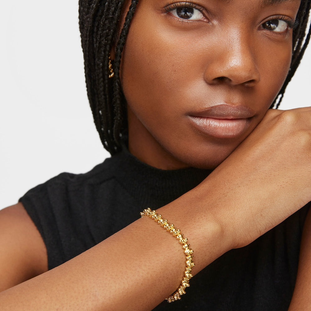 Pulsera cadena con chapado de oro de 18 quilates sobre plata con motivos de oso Bold Bear