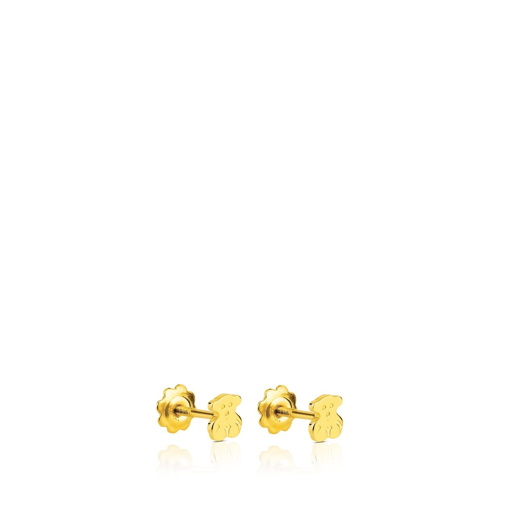 Gold Baby earrings Bear motif |