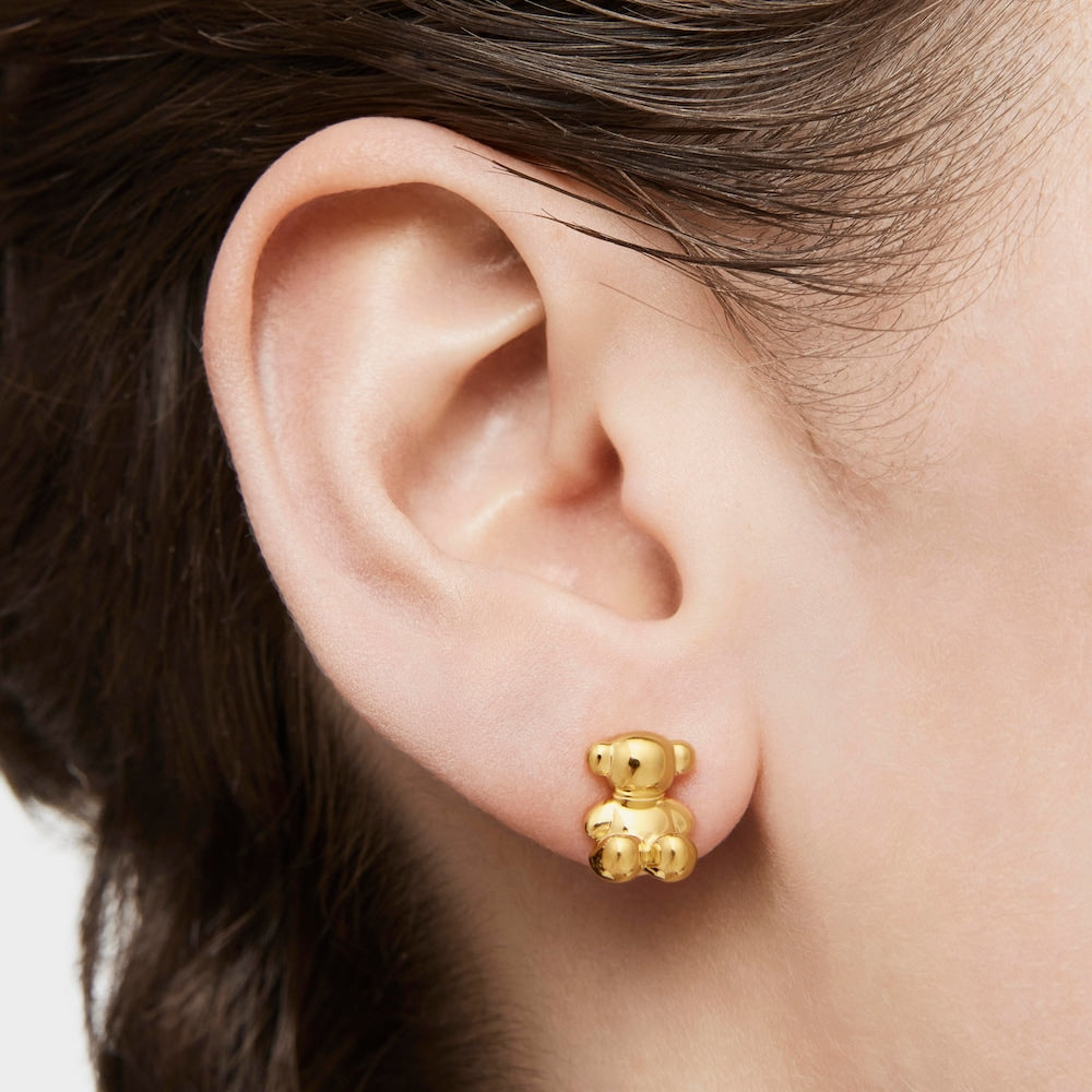Bold Bear 10 mm bear Earrings with plating over silver |