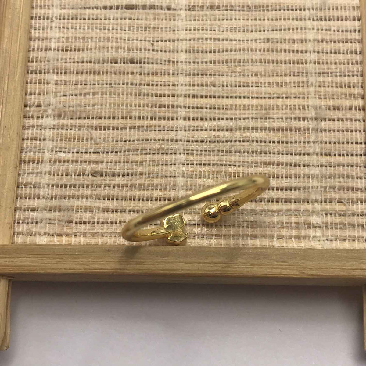 Small open Ring with  plating over silver and motifs Grain