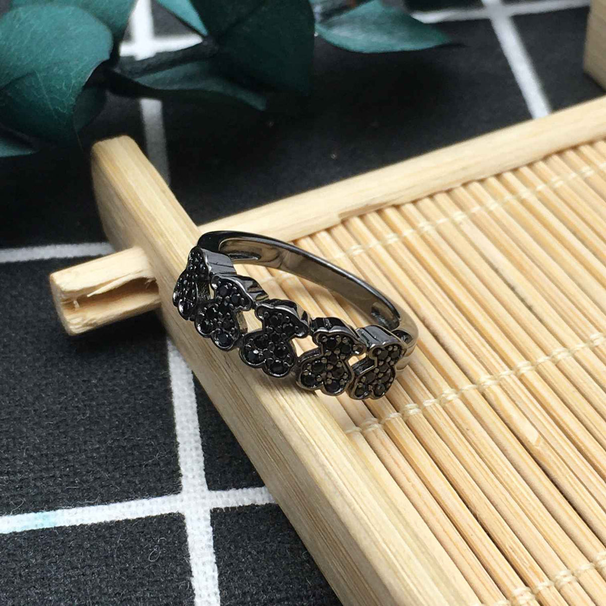 White  Bear Ring with black bears