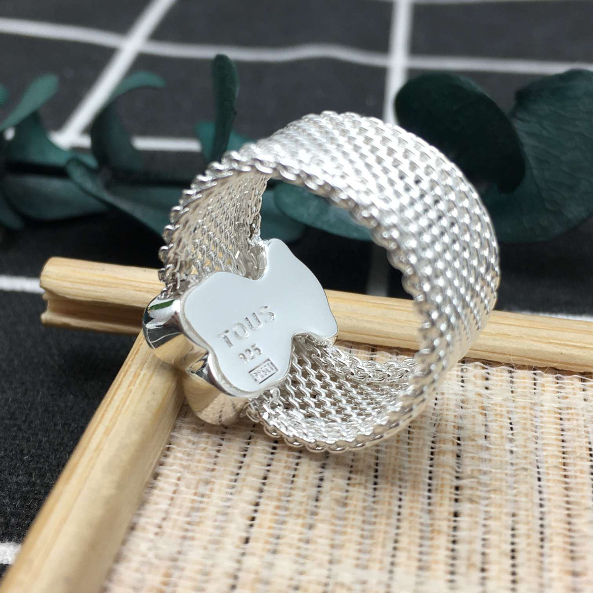 BIG MESH RING Silver  Mesh Ring 13mm size