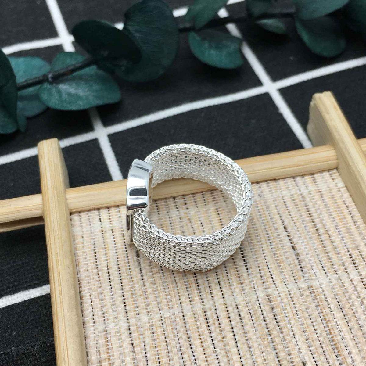 BIG MESH RING Silver  Mesh Ring 13mm size