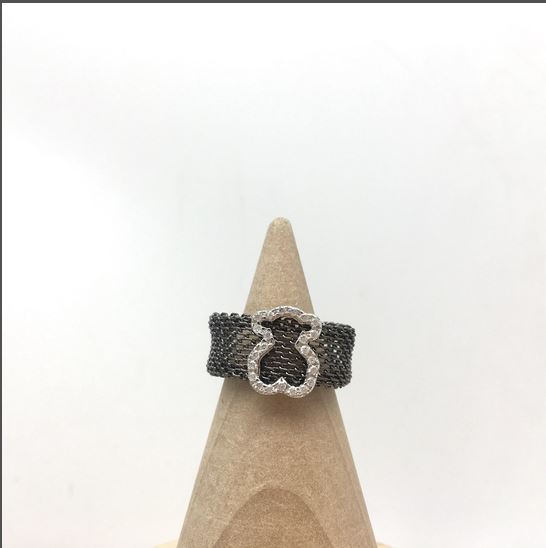 Black IP Steel and Rose Vermeil Silver  Icon Mesh Ring