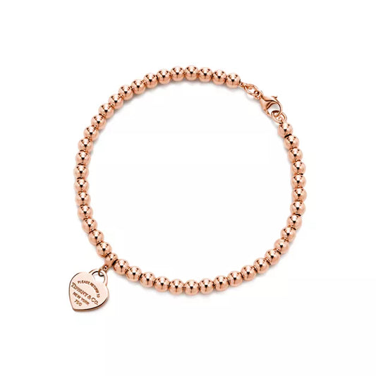 Return to Tiffany® Heart Tag Bead Bracelet in Rose Gold, 4 mm