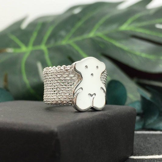 BIG MESH RING Silver  Mesh Ring 13mm size