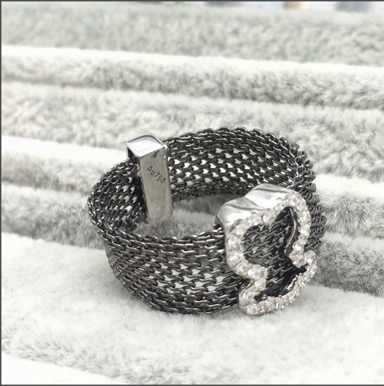 Black IP Steel and Rose Vermeil Silver  Icon Mesh Ring