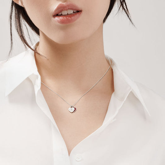 Return to Tiffany® Red Double Heart Tag Pendant in Silver with a Diamond, Mini