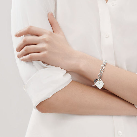 Return to Tiffany® Heart Tag Bracelet in Silver with a Diamond, Medium