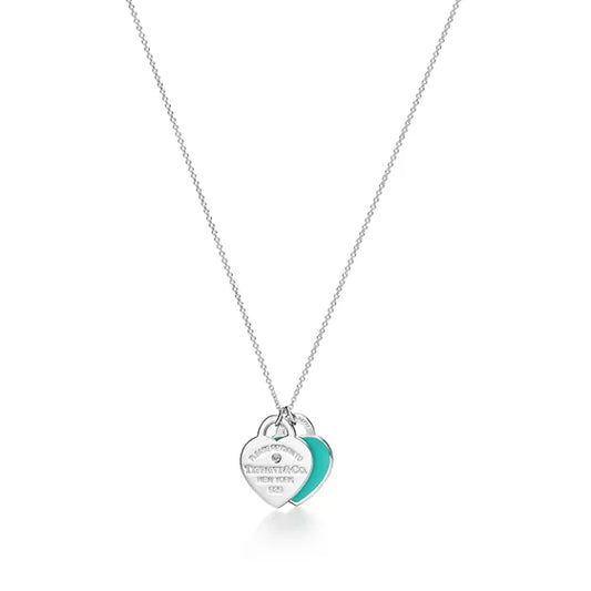 Return to Tiffany® Blue Double Heart Tag Pendant in Silver with a Diamond, Small