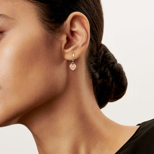 Return to Tiffany® Hoop Earrings in Sterling Silver and Rose Gold, Mini