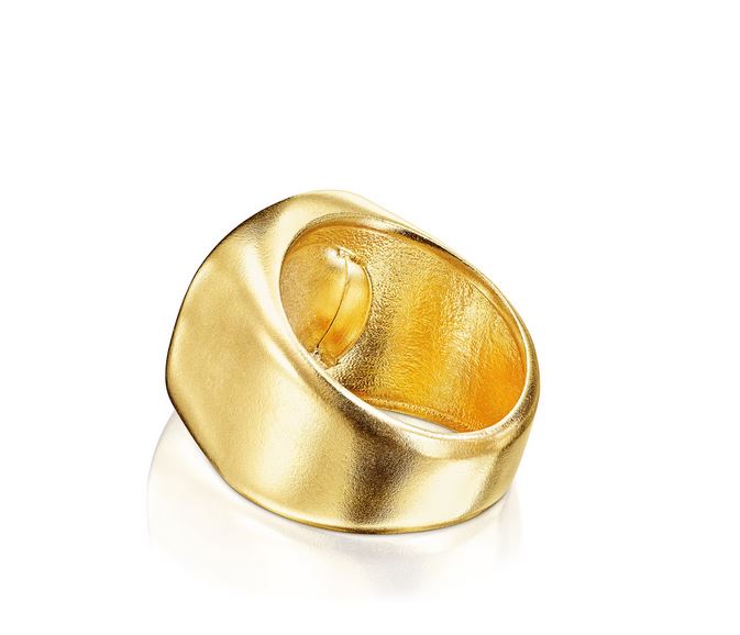 Oursin silver vermeil ring with sterling silver bear and black enamel