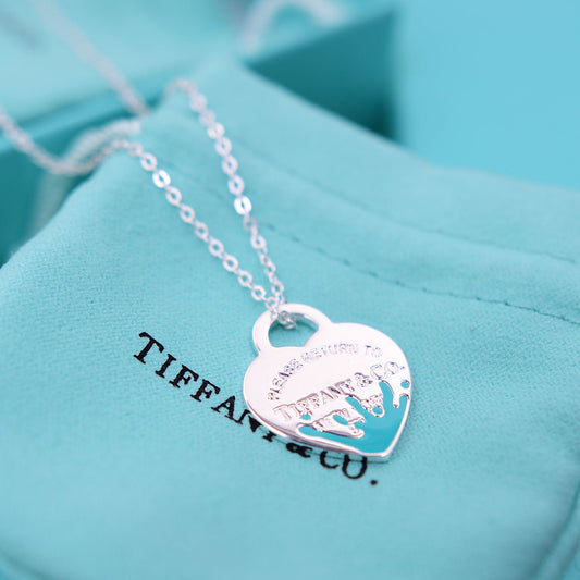 Tiffany & Co Return To Tiffany Sterling Silver Enamel silver blue Color  Heart Charm