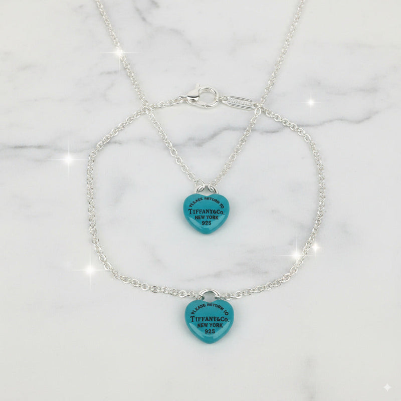 Conjunto de pendientes, collar y pulseras de plata Tiffany & Co Return to Tiffany Small Green Heart
