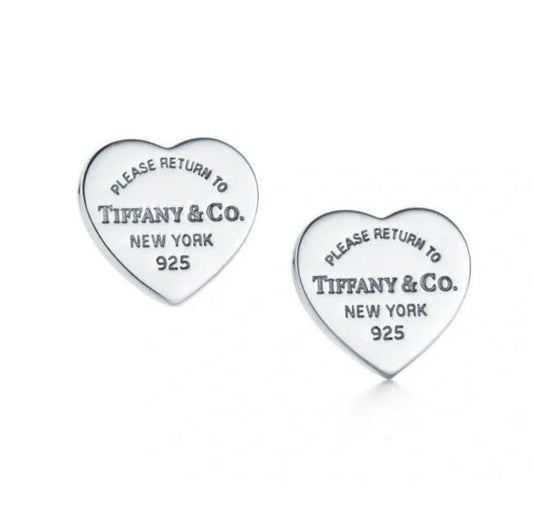 Iconic Return to Tiffany Sterling Silver 925 Heart Stud Earrings for Women