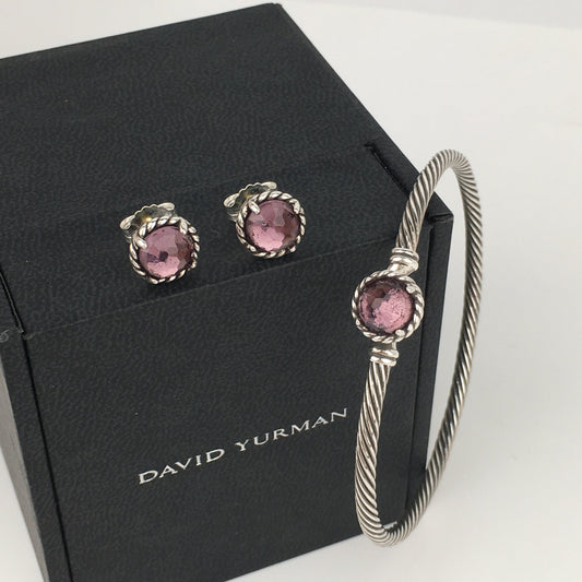 Set of David Yurman Amethyst Chatelaine Stud Earrings bracelet sterling silver