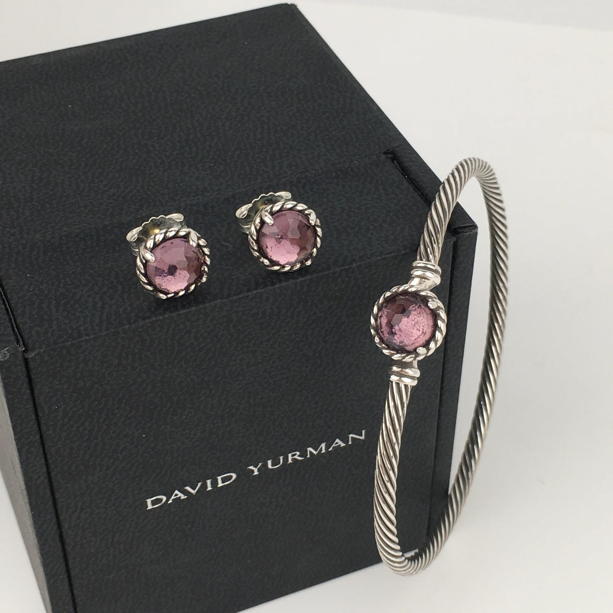 Set of David Yurman Amethyst Chatelaine Stud Earrings bracelet sterling silver