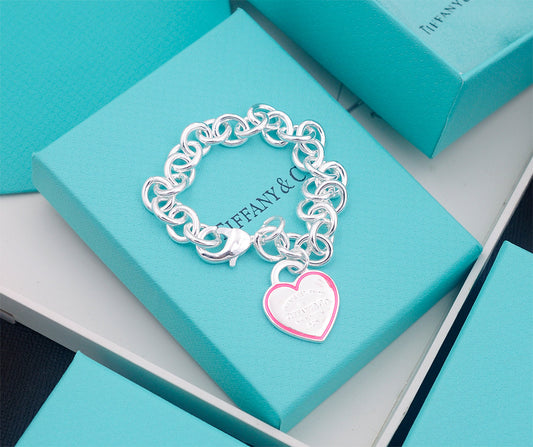 Pulsera Return to Tiffany con dije de corazón en plata esterlina con marco rosa