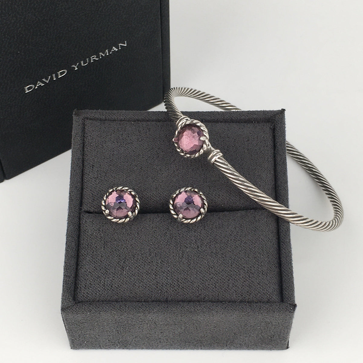 Set of David Yurman Amethyst Chatelaine Stud Earrings bracelet sterling silver