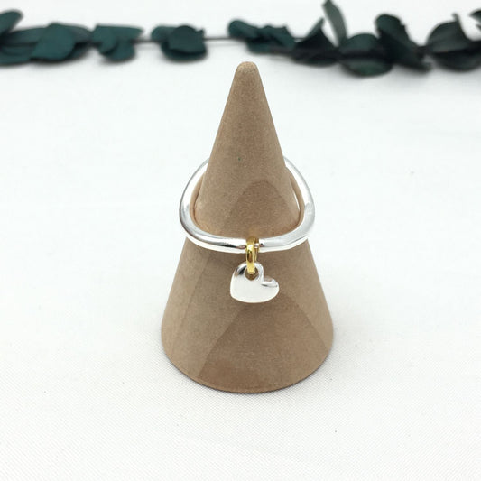 Silver vermeil Luah luna Ring with heart sapphires