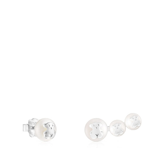 Silver and Pearl Icon Pearl Earrings |