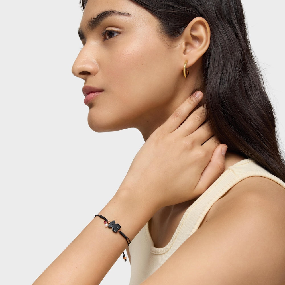 Pulsera de plata Vermeil rosa Nuevo Tíbet con gemas |