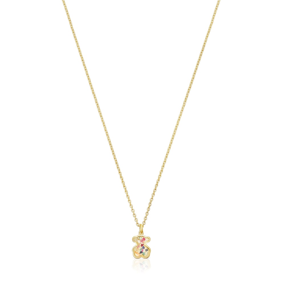 Silver vermeil Areia Necklace with multicolored gemstones |