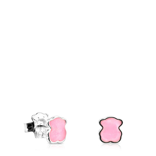Silver   Color Earrings with rose Quartz |