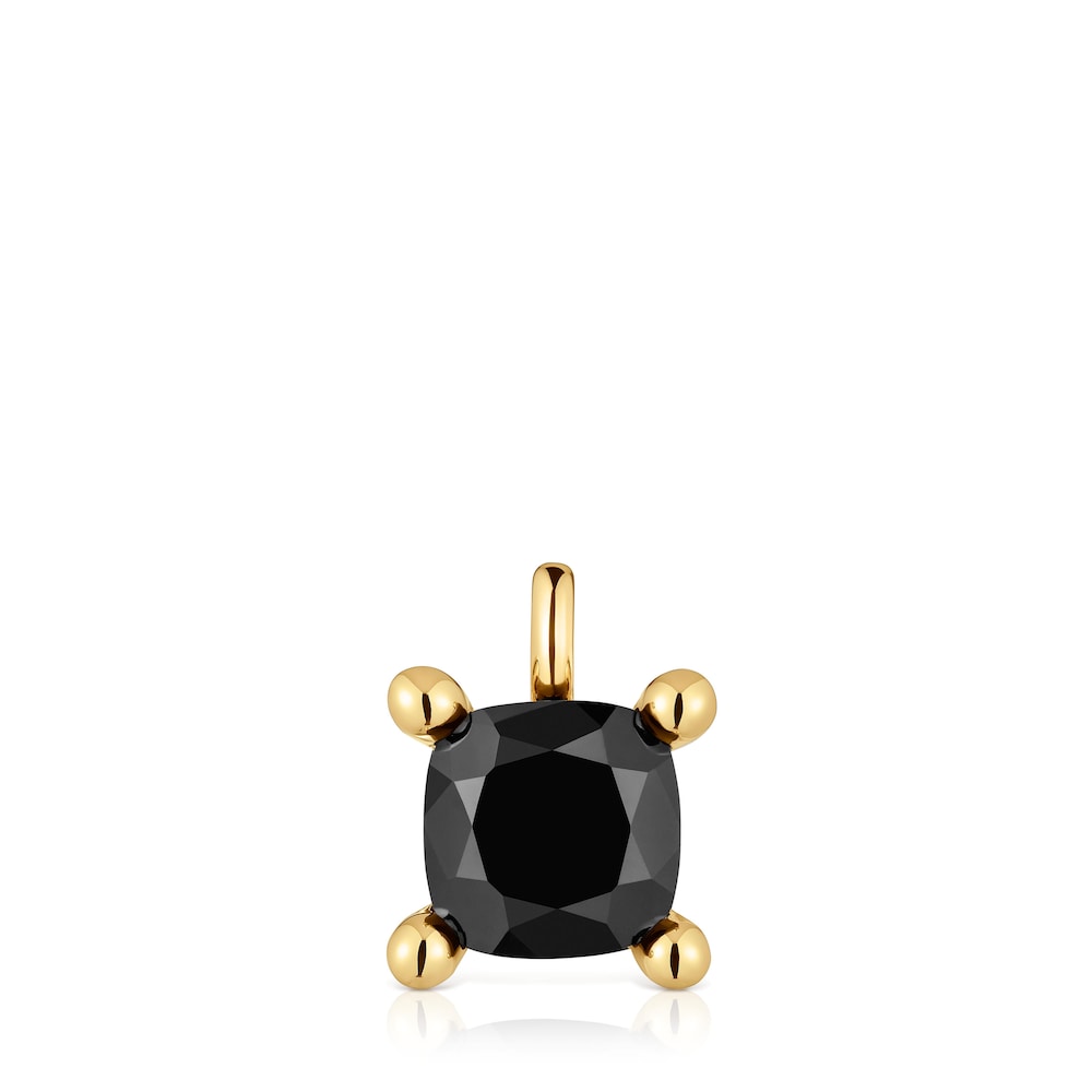 Small 18kt gold plating over silver bear Pendant with onyx Color Black