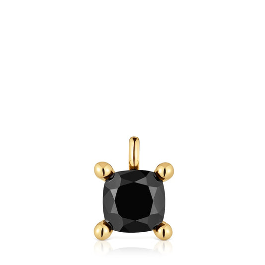 Small 18kt gold plating over silver bear Pendant with onyx Color Black