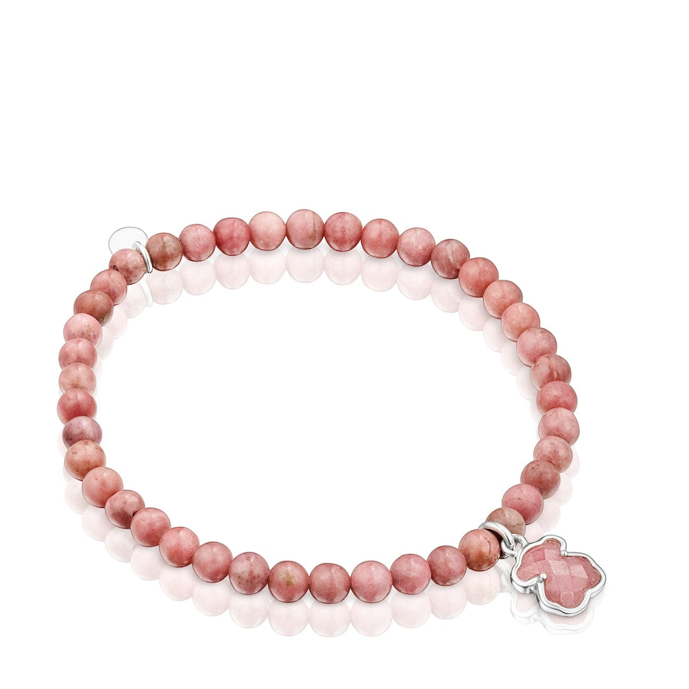 Pulsera de icono de rodonita y plata |