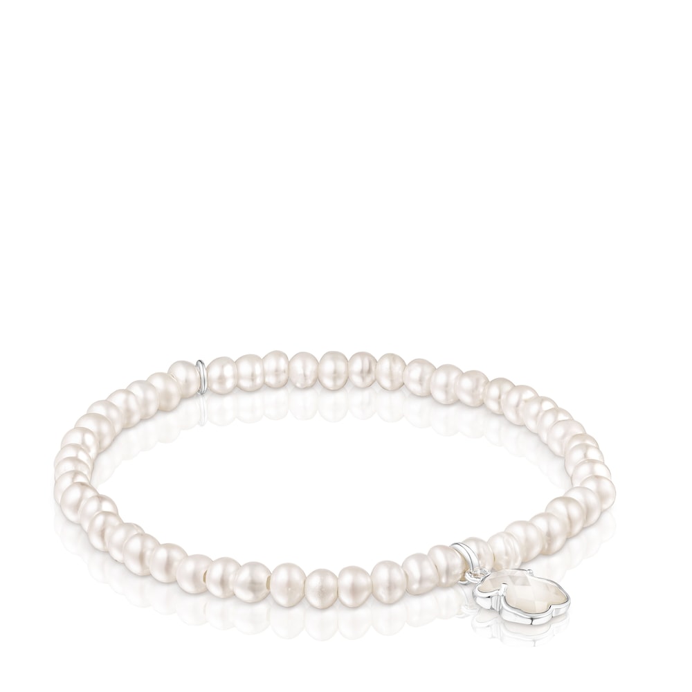 Pulsera Icon Color plateada con perlas |