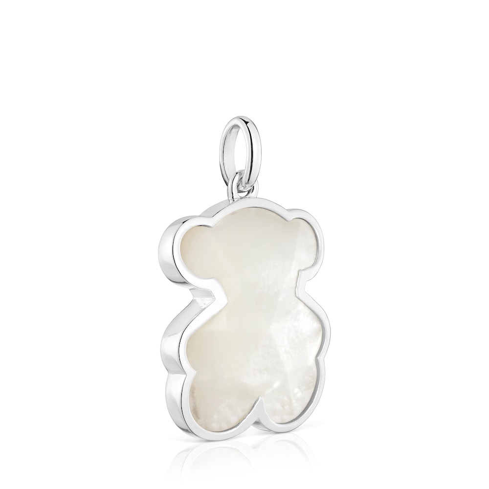 Medium silver Pendant with mother-of-pearl bear motif  Icon Color