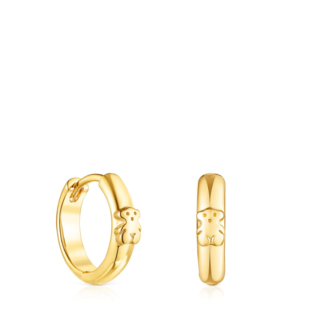 Silver vermeil   Basics Hoop earrings with bear |