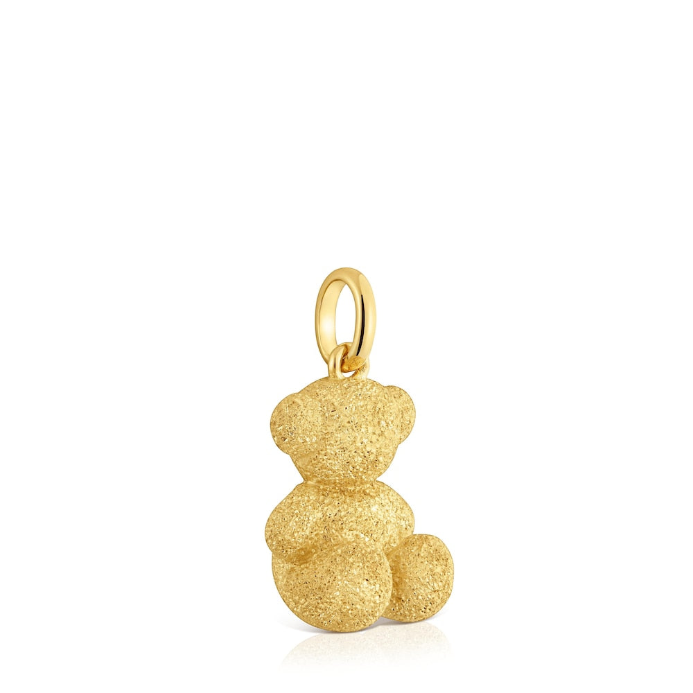 Medium Bold Bear bear pendant with 18kt gold plating over diamond silver.