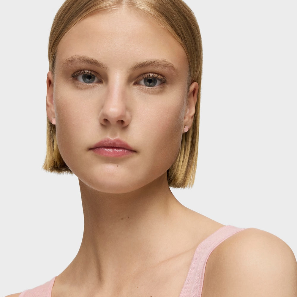 Silver   Color Earrings with rose Quartz |