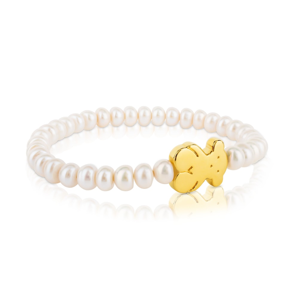 Gold Sweet Dolls Bracelet with pearls and big Bear motif