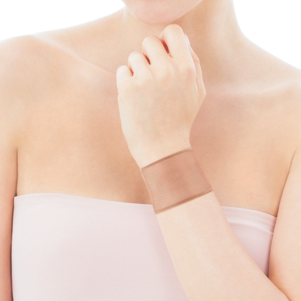 Pulsera de malla con icono de plata Vermeil, acero y oro rosa