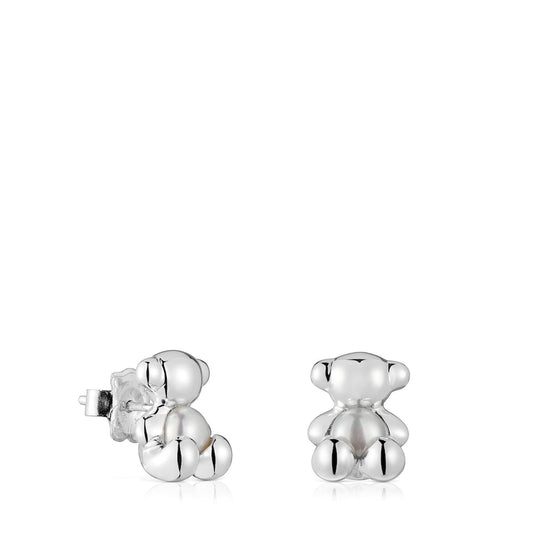 Small bear Earrings in silver and pearl Bold Bear