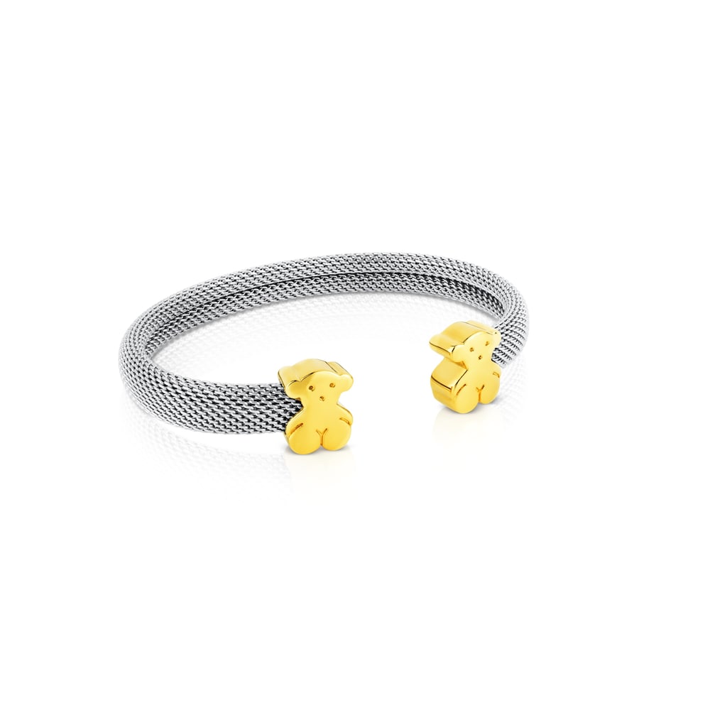 Brazalete de malla de acero y oro