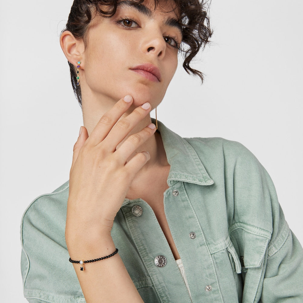 Pulsera Glory de ónix y plata vermeil con perla