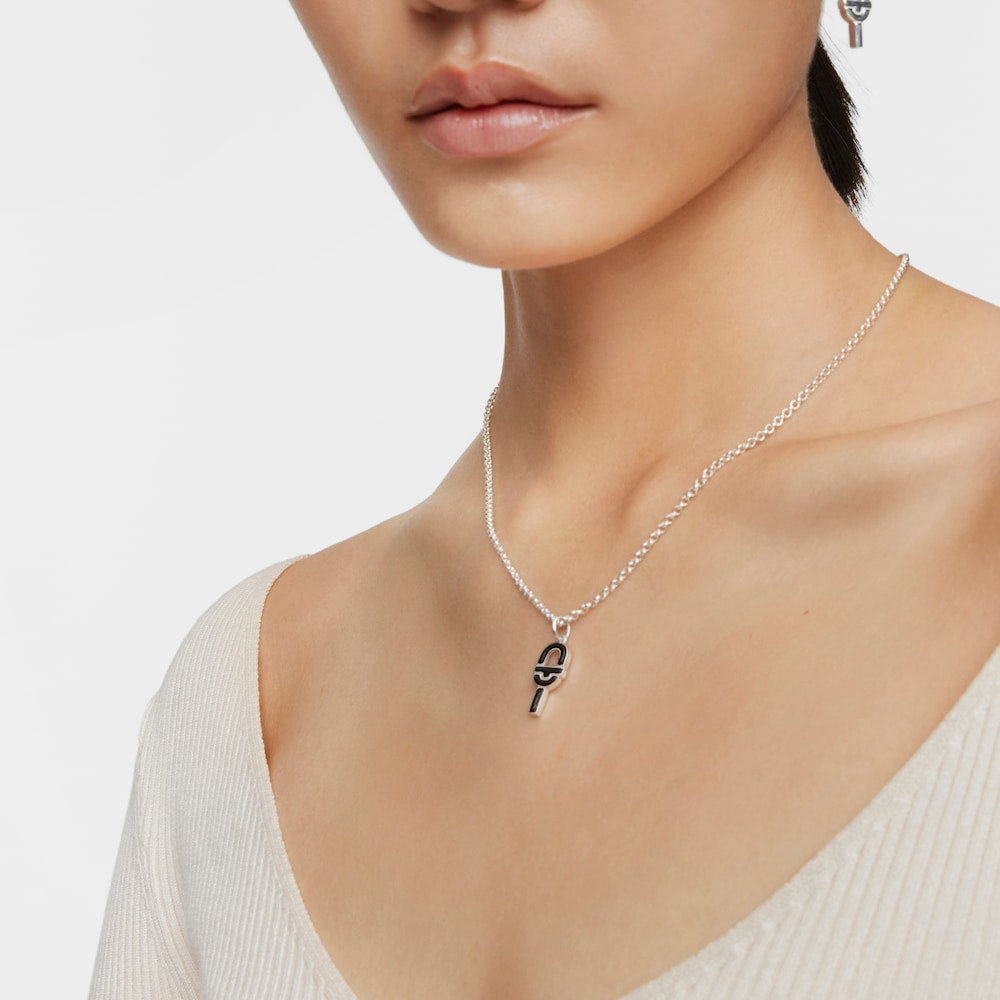 Medium silver and black enamel Pendant   MANIFESTO |