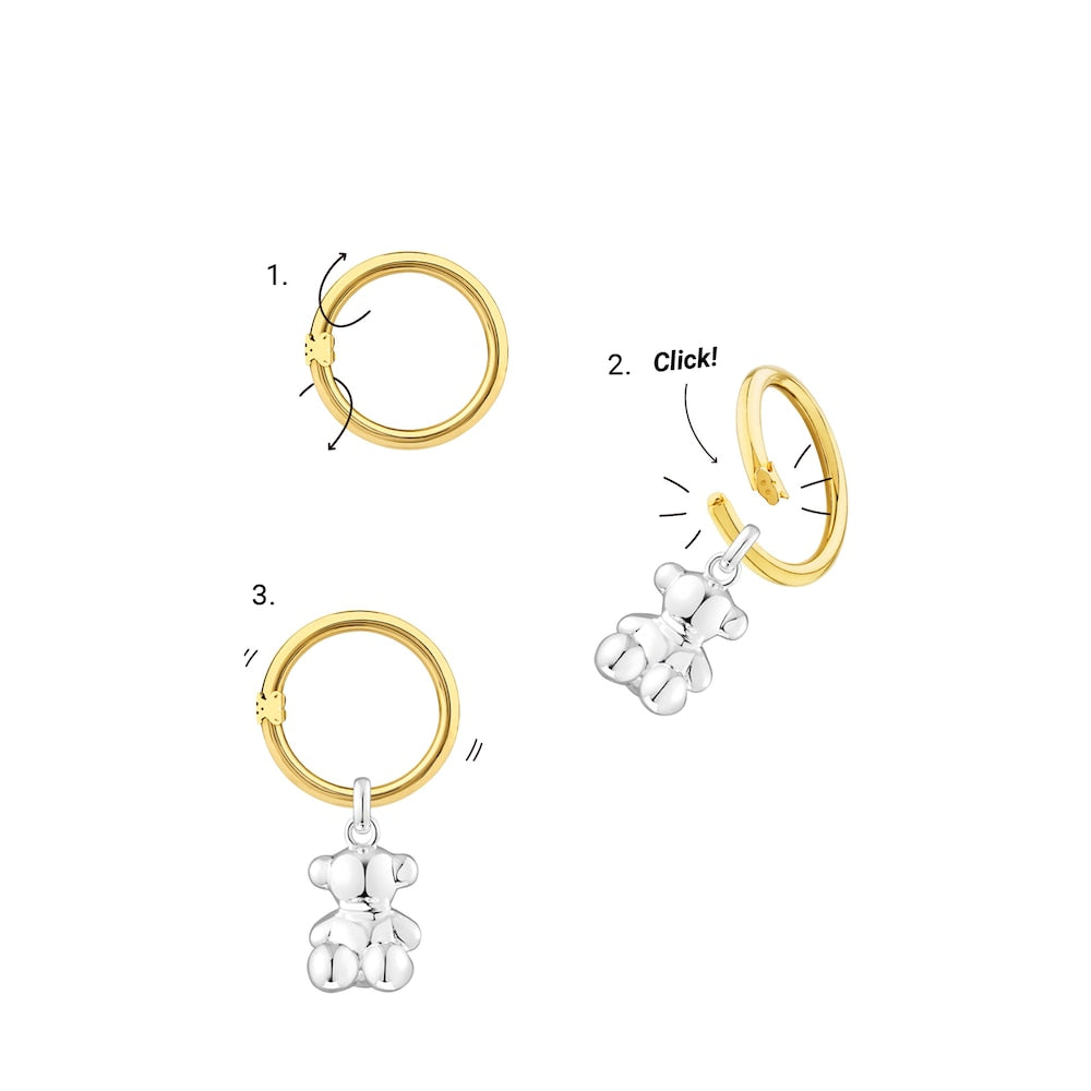 Short silver Necklace with two-tone rings Hold Oval |